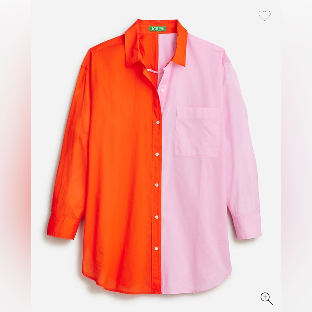 J. Crew Button-up beach shirt in colorblock runs large